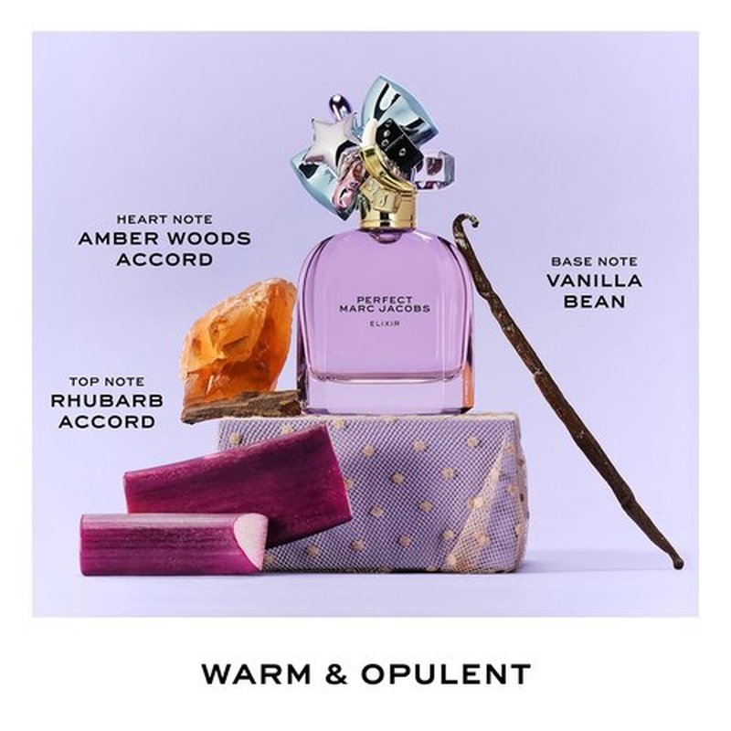 Marc Jacobs Perfect Elixir Eau de Parfum - Ambery Floral Women's Fragrance with Rhubarb & Vanilla - Vegan Formula