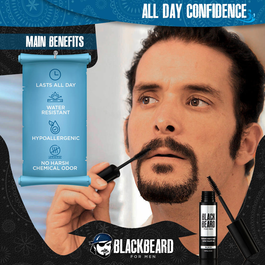 Blackbeard for Men Instant Beard Color, Black, 3 Pack