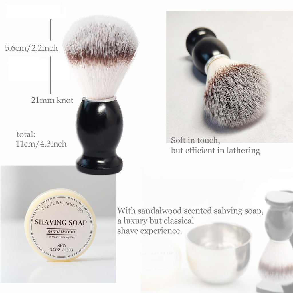 Shaving Brush Set for Men, 4pcs Shaving Set Includes Shaving Brush Shaving Soap, Steel Bowl and Razor Stand