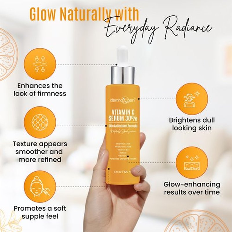 DERMAXGEN Vitamin C Serum with Pure Retinol, Hyaluronic Acid, & Organic Anti-Aging Formula - 4 Fl Oz