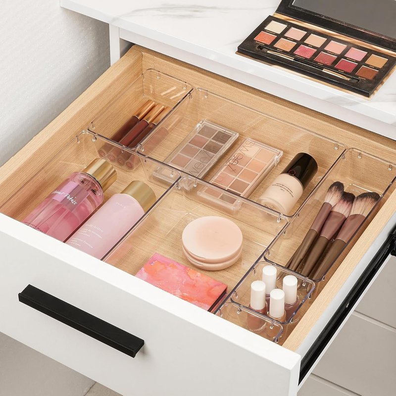 Vtopmart Makeup Drawer Organizer Set - 10 Clear Acrylic Bins in 4 Sizes for Cosmetics & Jewelry Storage
