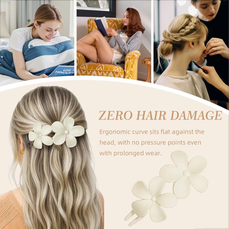 YTQDSS 8PCS Flat Hair Claws Matte Non-Slip Clips for Women, Strong Hold Hair Accessories for All Hair Types, Daily Wedding Party Date Beach Use (Style2(Floral))