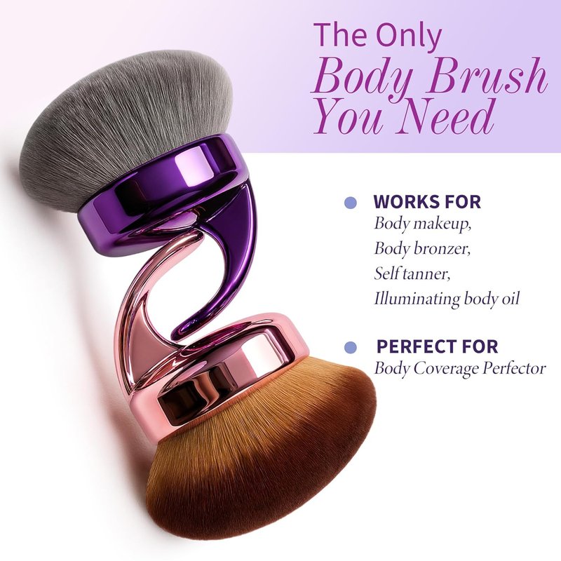 Blend & Blur Ultra Large Body Makeup Brush - 5.11-Inch Wide-Headed Kabuki Brush for Effortless Self Tanner Application | Purple
