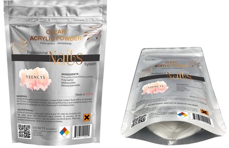 PROFESSIONAL ACRYLIC DIP POWDER FOR NAIL ART-LONG LASTING-LARGE CAPACITY AND QUICK DRY QUALITY SALON MANICURE-NAIL EXTENSION (16 oz, Clear) BY VEENCYS