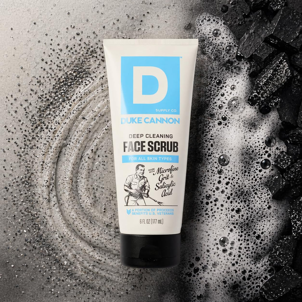 Duke Cannon Deep Cleaning Face Scrub for Men, Exfoliating Face Wash with Salicylic Acid & Aloe, Unclogs Pores, Oil Control, 6 oz