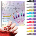 12 Colors Nail Art Pens Set, 0.5mm Fine Tip Acrylic Nail Polish Pens, Quick-Dry Smudge-Proof Waterproof, Smooth Flow for Drawing Outlining Dotting Liner Art, DIY Manicure Gift