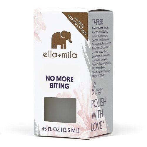 ella+mila "No More Biting" Nail Polish - Bitter Taste Nail Biting Treatment for Kids & Adults - Stop Thumb Sucking Deterrent - Finger Biter Prevention (0.45 fl oz)