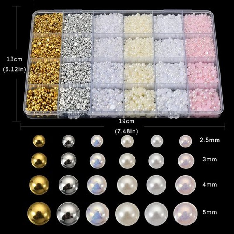 10000Pcs Nail Pearls, 3D Nail Charms, Flatback Pearls for Crafting, Charms for Nails Design