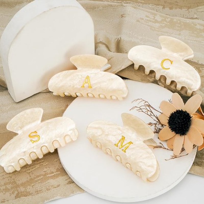 Fycert Easter Gifts Basket Stuffers for Women Teen Girls - Cute Hair Clips Initial Claw | Birthday Gifts | Bridesmaid Gifts | Preppy Trendy Stuff Personalized Hair Claws Accessories - Gold,A