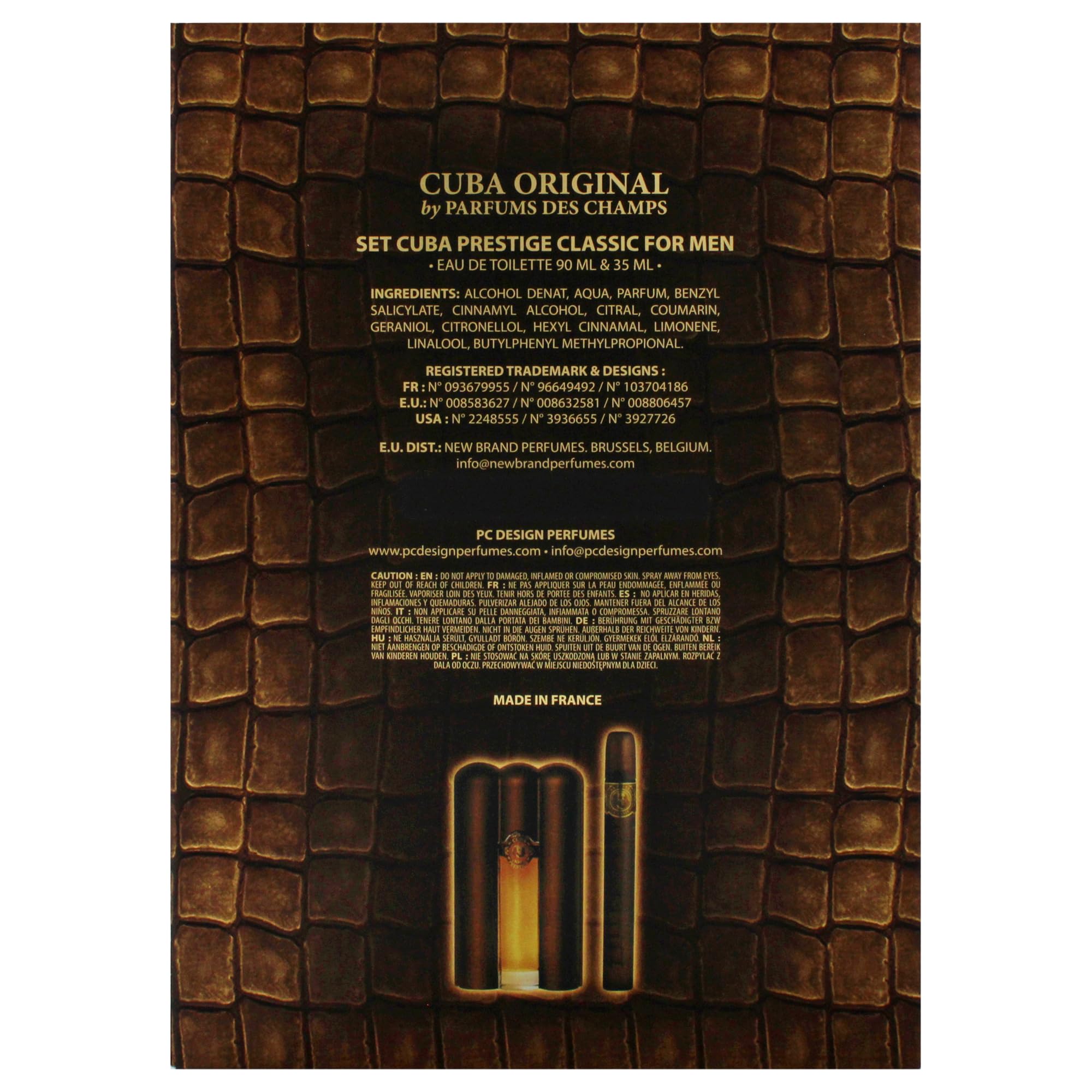 Cuba Prestige Classic by Cuba for Men - 2 Pc Gift Set 3.4oz EDT Spray, 1.17oz EDT Spray