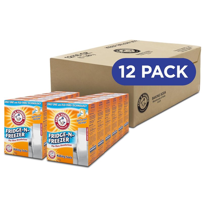 Arm & Hammer Baking Soda Odor Absorber - Freshens Fridge & Freezer | 14 oz, Pack of 12