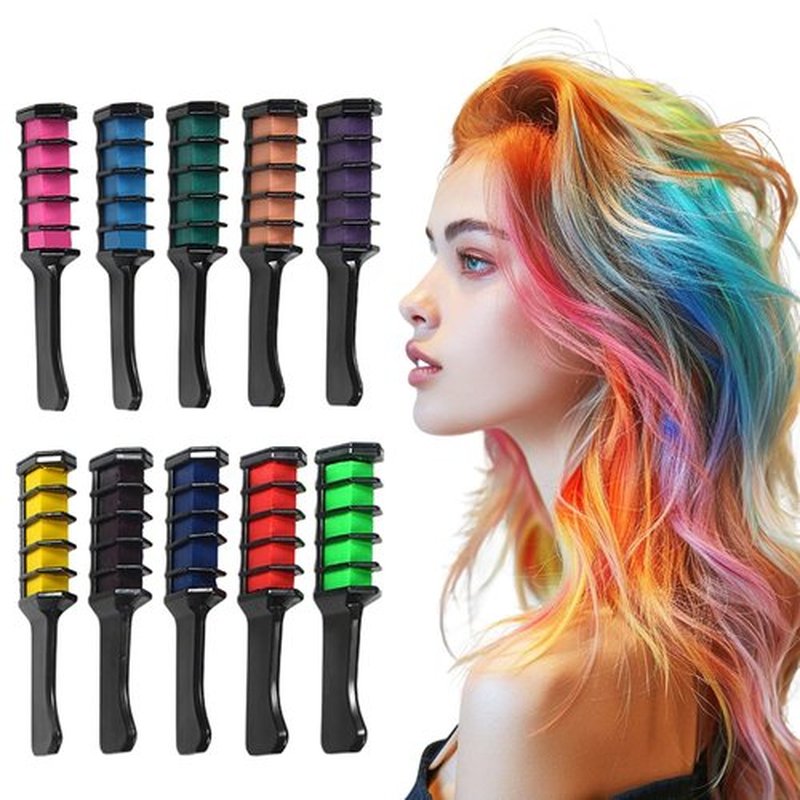 10 Colors Shiny Hair Dye Powder Set - Washable Temporary Hair Color Comb for girls with Brush Applicator, Quick Drying, Perfect for Parties & Events(10 Colors)
