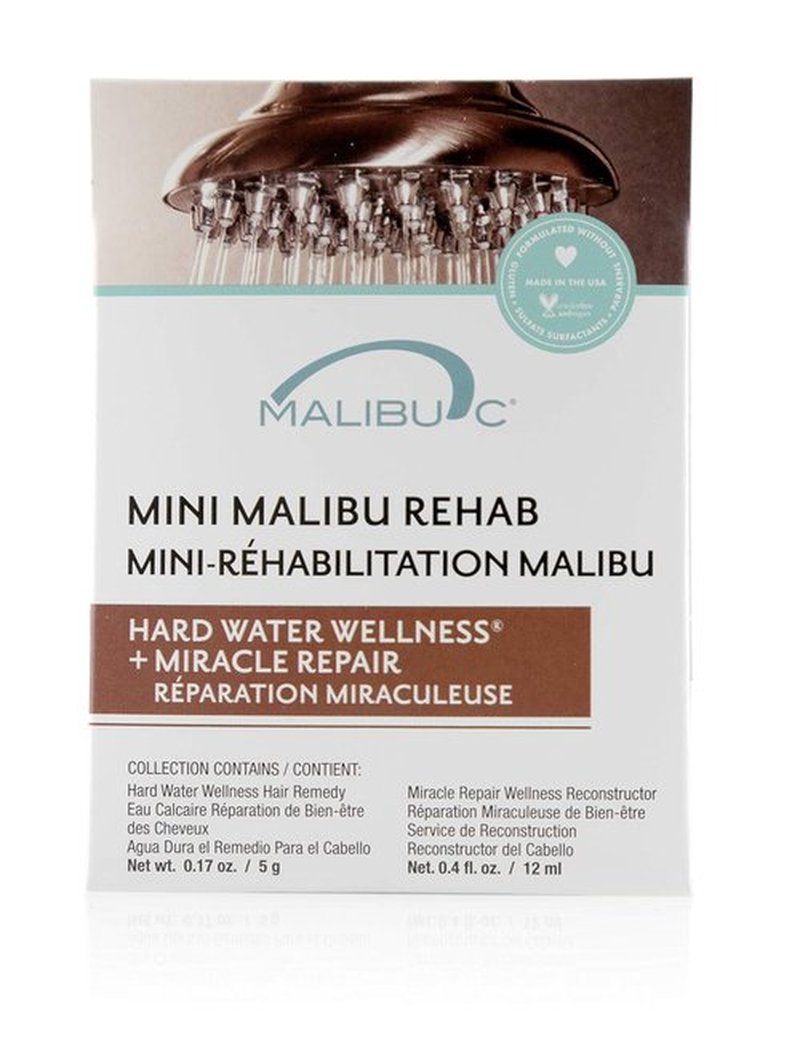 Malibu C Mini Rehab Hard Water Wellness | 2 Nourishing Remedy Packets - Removes Hair Deposits & Impurities