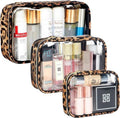 Skiennix Clear Makeup Bags - TSA Approved Travel Toiletry Set | Waterproof 3-Pack (Large, Small & Mini)