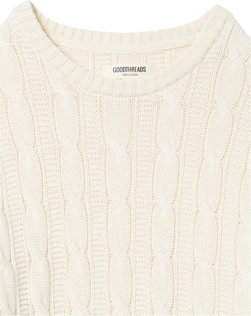 Goodthreads Men's Soft Cotton Cable Stitch Crewneck Sweater - Comfortable & Stylish | Perfect for All Seasons