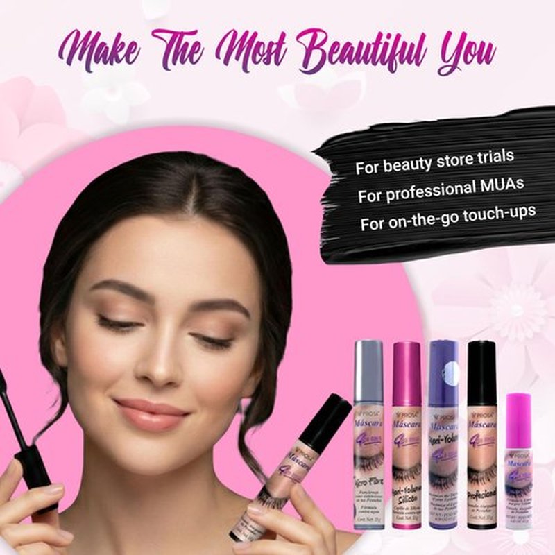Prosa Mascara Professional Collection for Amplified Volume Complete Lash Length Deep Ebony Shade and Enduring All-Day Glamour Pack of 5