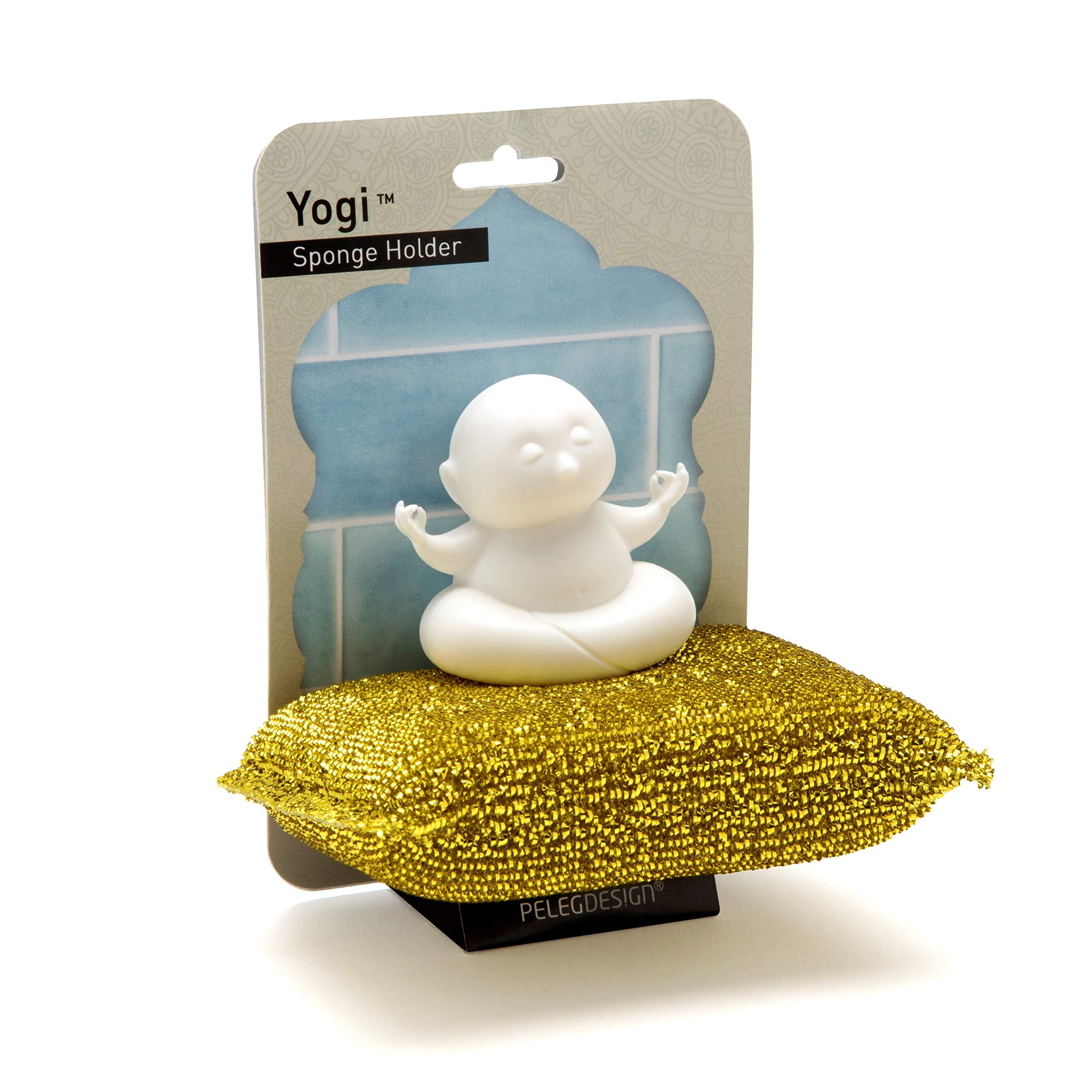 PELEG DESIGN Yogi Sponge Holder, Cute Plastic Sponge Holder for Kitchen Sink with Suction Cup,Dish Sponge Caddy Holder,Dries All Types of Sponges - Sponge Included