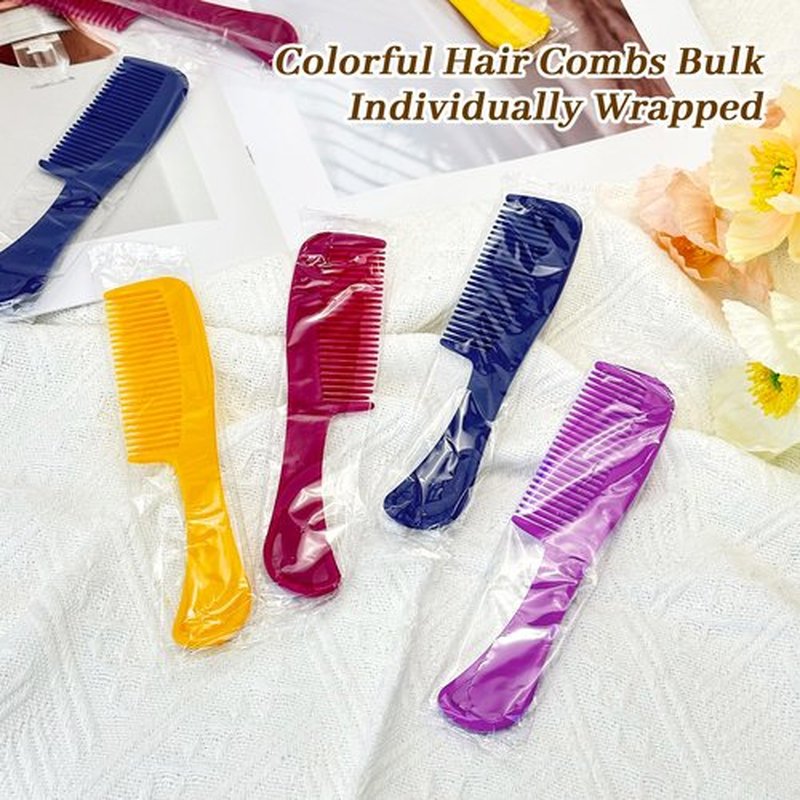 Combs Bulk Individually Wrapped Pocket Travel Hair Combs for Women, Men and Kids, Bulk Comb for Homeless Hotel Shelter Home Charity(purple, raspberry, yellow, blue, Pack of 100)