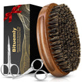 Bituemly Beard Brush, Stocking Stuffers Boar Bristle Beard Brush for Men and Mustache Scissors Facial Hair Grooming Kit, Detangles Boars Hair Styling Beard Tool, Christmas Gift for Boyfriend Husband