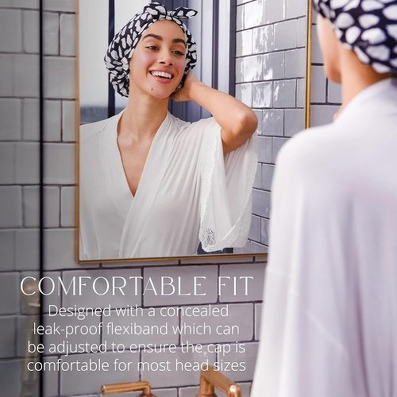 GRACE & COMPANY Luxury Shower Cap - 100% Waterproof, Reusable & Breathable | Casablanca Design
