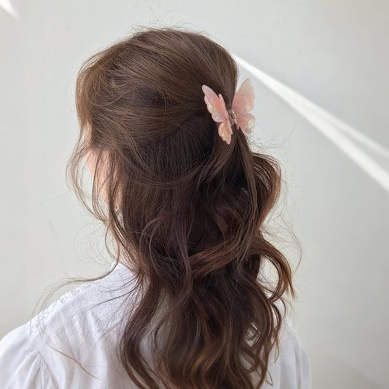 NAISIER Butterfly hair clips for women girl Butterfly claw clips Hair Accessories for Girls & Women.(White pink blue)
