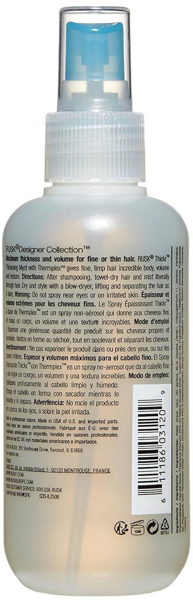 RUSK Thickr Thickening Spray - Volumizing Hair Mist for Fullness | 6 Fl Oz