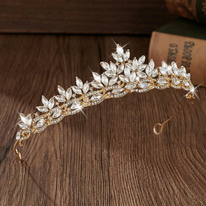 JITINX Crystal Tiaras & Crowns for Women, Bride Royal Queen Headband Princess Headpieces for Birthday Cake Crown & Prom Pageant Party (Gold Crown)