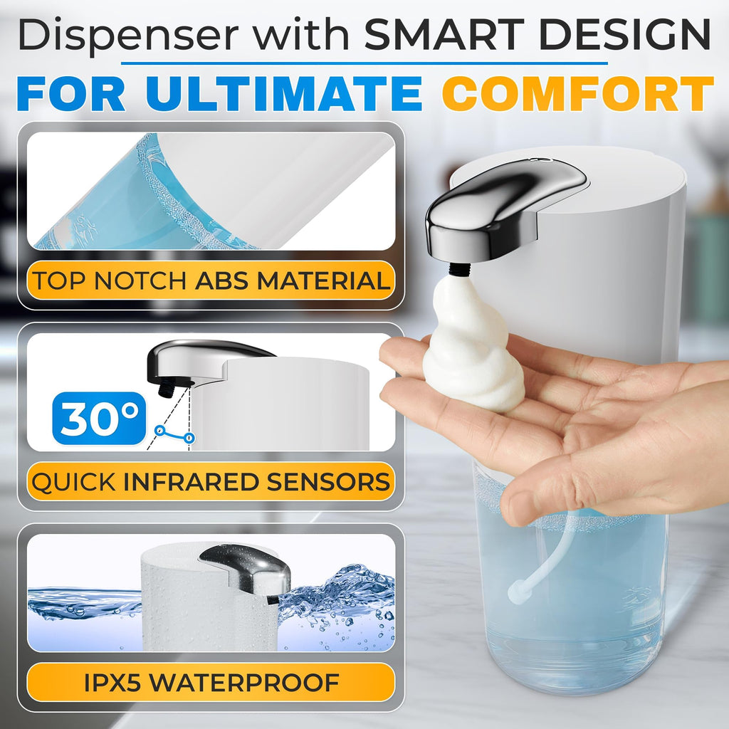 Automatic Soap Dispenser Touchless - 13.5 Oz Automatic Hand Soap Dispenser, 4-Level Adjustable Foaming, Rechargeable and Long-Lasting, Good for Kitchen, Bathroom, Hotels, Great as Home Essentials Gift