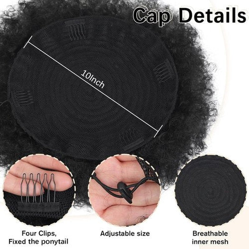 AISI QUEENS Extra Large Afro Puff Drawstring Ponytail for Women,Big Black Afro Kinky Curly Hair Bun Synthetic Hairpieces Clip in Hair Extensions for Black Women Girls (Extra Large,1B#)