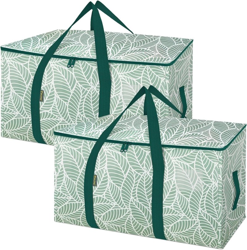 BALEINE Heavy-Duty Oversized Moving Bags - 2-Pack Storage Totes with Reinforced Handles (Antique Foliage)