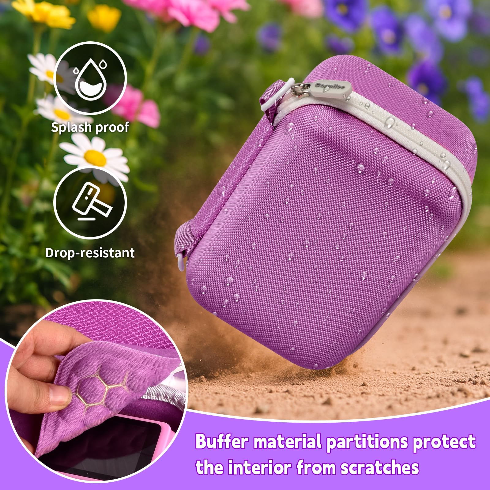 casmilee Universal Kids Instant Print Digital Camera Case for ESOXOFFORE/for goopow/for Dylanto/for Seckton/for YEEHAO/for HOOMOON, Cameras Holder with 3 Rolls of Printing Paper- Purple (Box Only)
