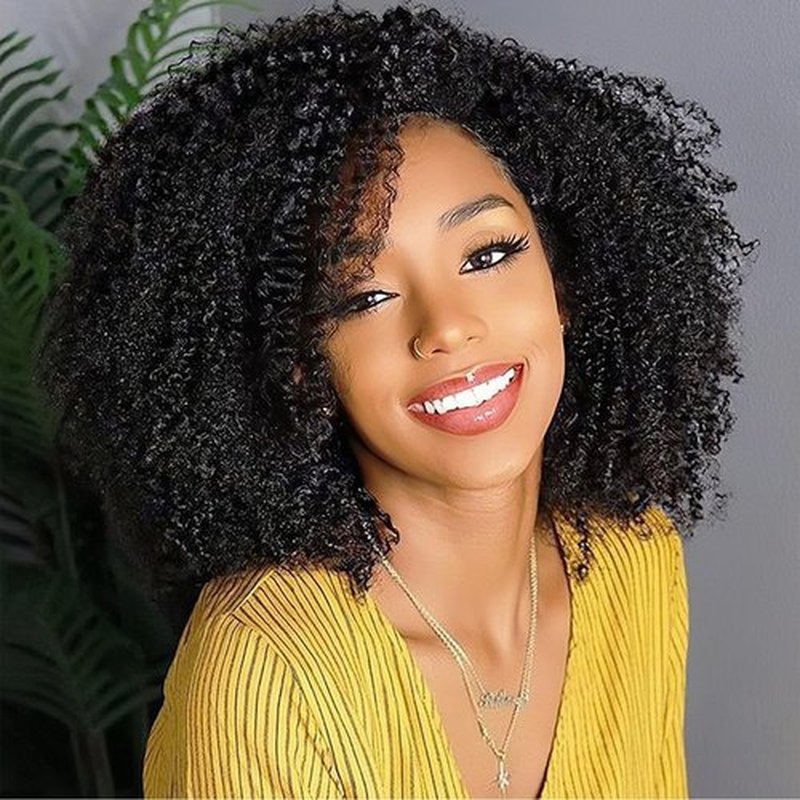 Curly Half Wig Human Hair 200% Density Wear and Go Glueless Human Hair Wigs 3 In 1 Drawstring Seamless Clip Ins Flip Over Half Wigs for Black Women Curly Headband Wig Beginner Friendly 18 Inch