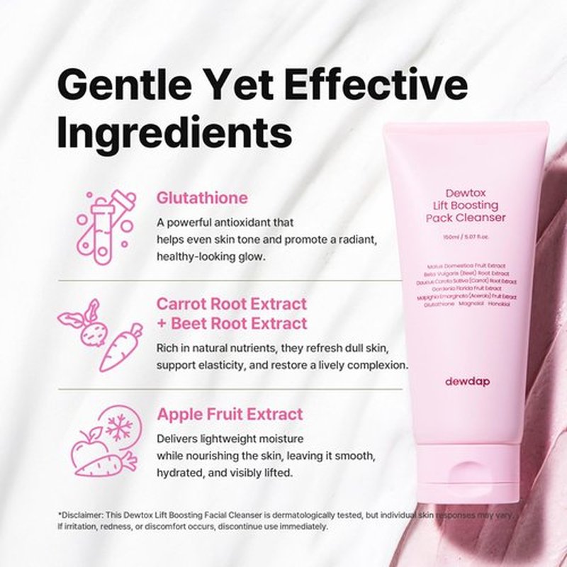 DEWDAP Dewtox Lift Boosting Facial Cleanser, Face Mask, Foaming Cleanser, Skin Enhancement All in One, Face Wash for Sensitive Skin, Korean Skincare (5.07 Fl Oz / 150ml)