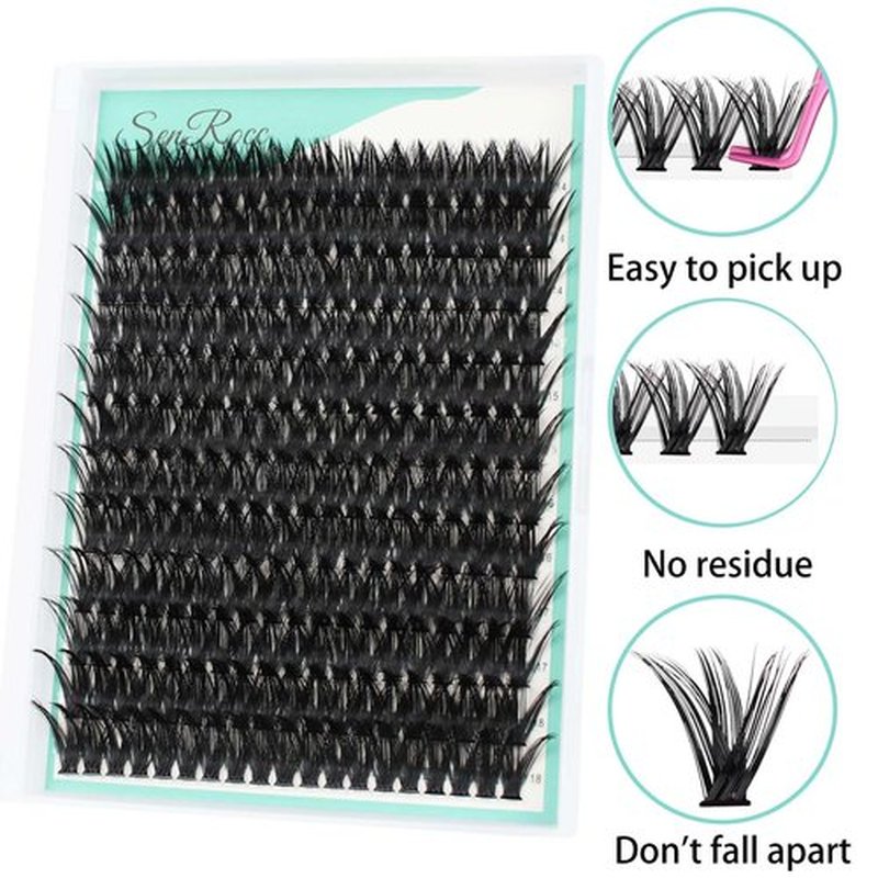 Cluster Lashes Individual Lashes14-18mm D Curl Natural Look Mixed Tray 80D DIY Eyelash Extension Volume Lash Clusters Eyelashes Long 0.07 Individual Lash Extensions (80D-0.07D-14-18)