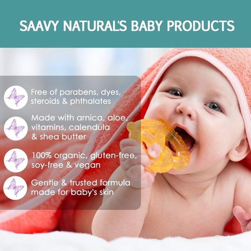 Saavy Naturals Baby Diaper Cream - Organic Rash Ointment with Zinc Oxide, Arnica & Aloe | 2.5oz Unscented, 2 Pack