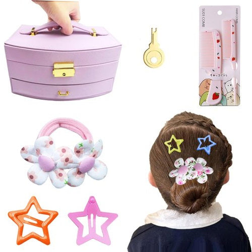 252 Pcs Hair Accessories for Girls, Back to School Hair Accessory Gift Hair Stuff Including Jewlry Box,Hair Clips,Hair Barrettes,Hair Ties,Hair Bows for Little One Teen Age 3-12