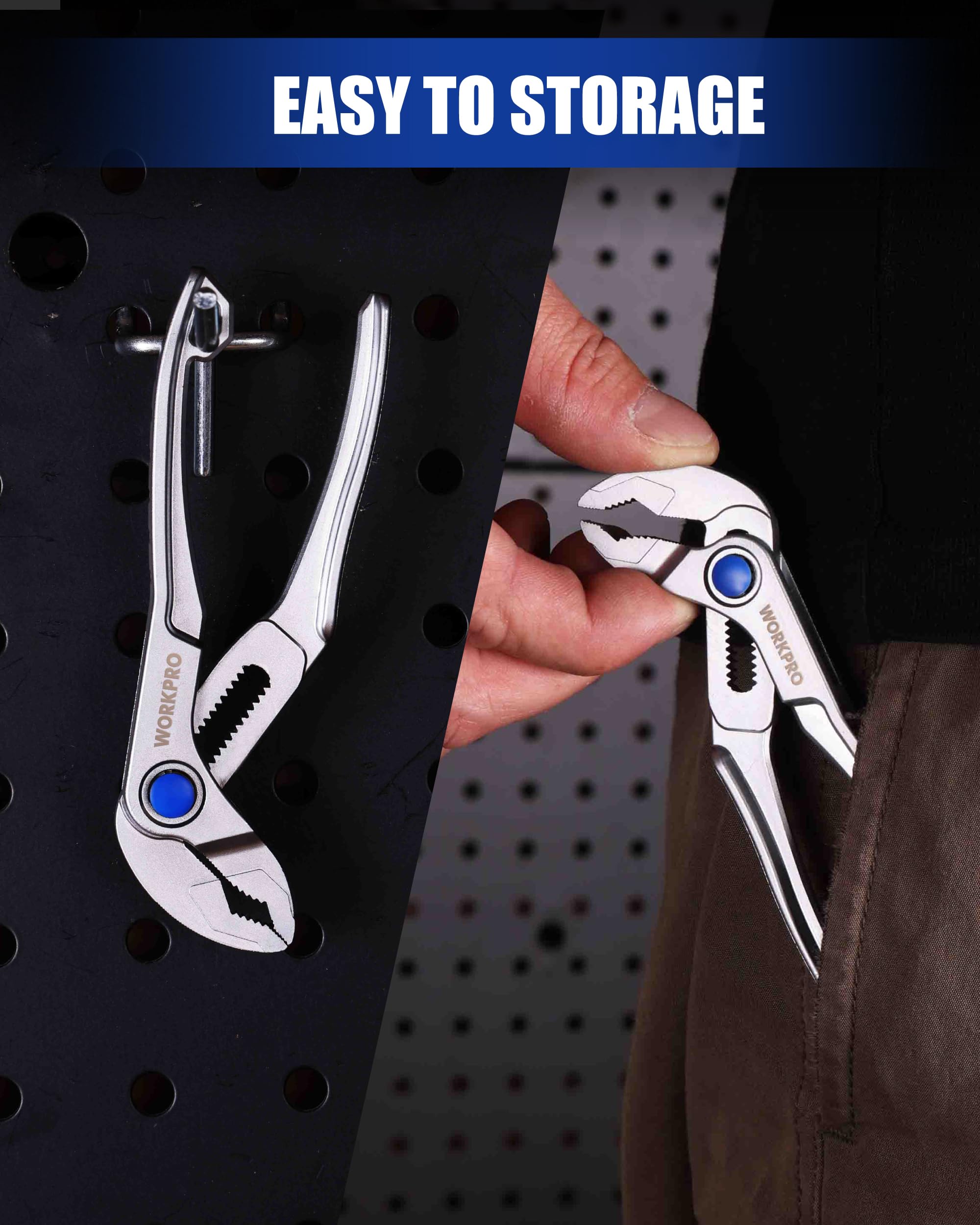 WORKPRO Mini Water Pump Pliers, 4-Inch Groove Joint Pliers for Tight Spaces