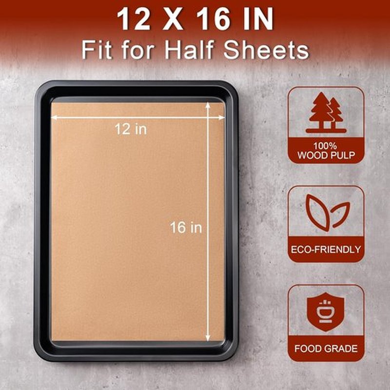 Skiennix Parchment Paper Sheets - 200 Non-Stick Precut Sheets | 12x16 Inches, Unbleached for Baking & Cooking