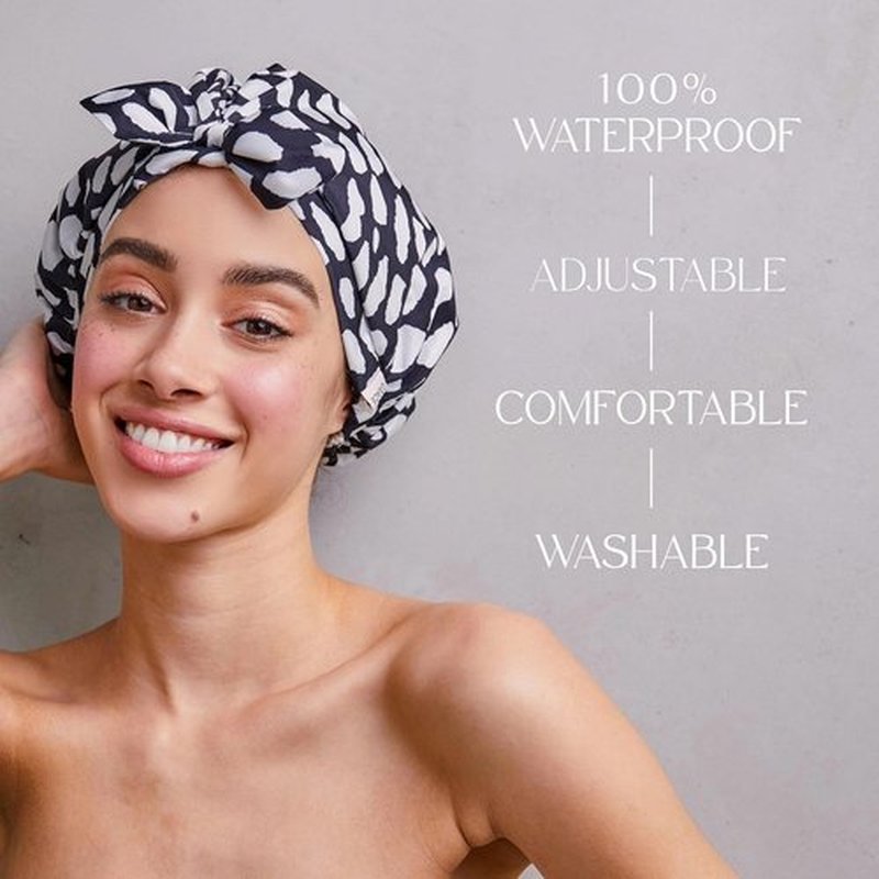 GRACE & COMPANY Luxury Shower Cap - 100% Waterproof, Reusable & Breathable | Casablanca Design