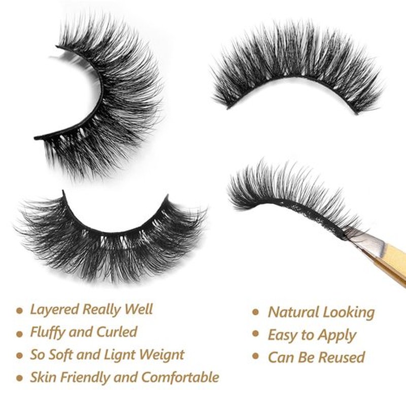 Eliace False Eyelashes Natural look 15 Pairs Fox & Cat Eye Lashes Wispy Strips, Mink Lashes Fake Eyelashes Fluffy Volume Dramatic Long Cross Wispies Lash Reusable Soft Band Comfortable,Chloe Style