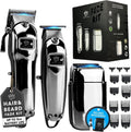 Royal Clips Hair and Beard Fade Kit - Professional Clipper, Trimmer & Foil Shaver Bundle for Men | Complete Grooming Set in Silver