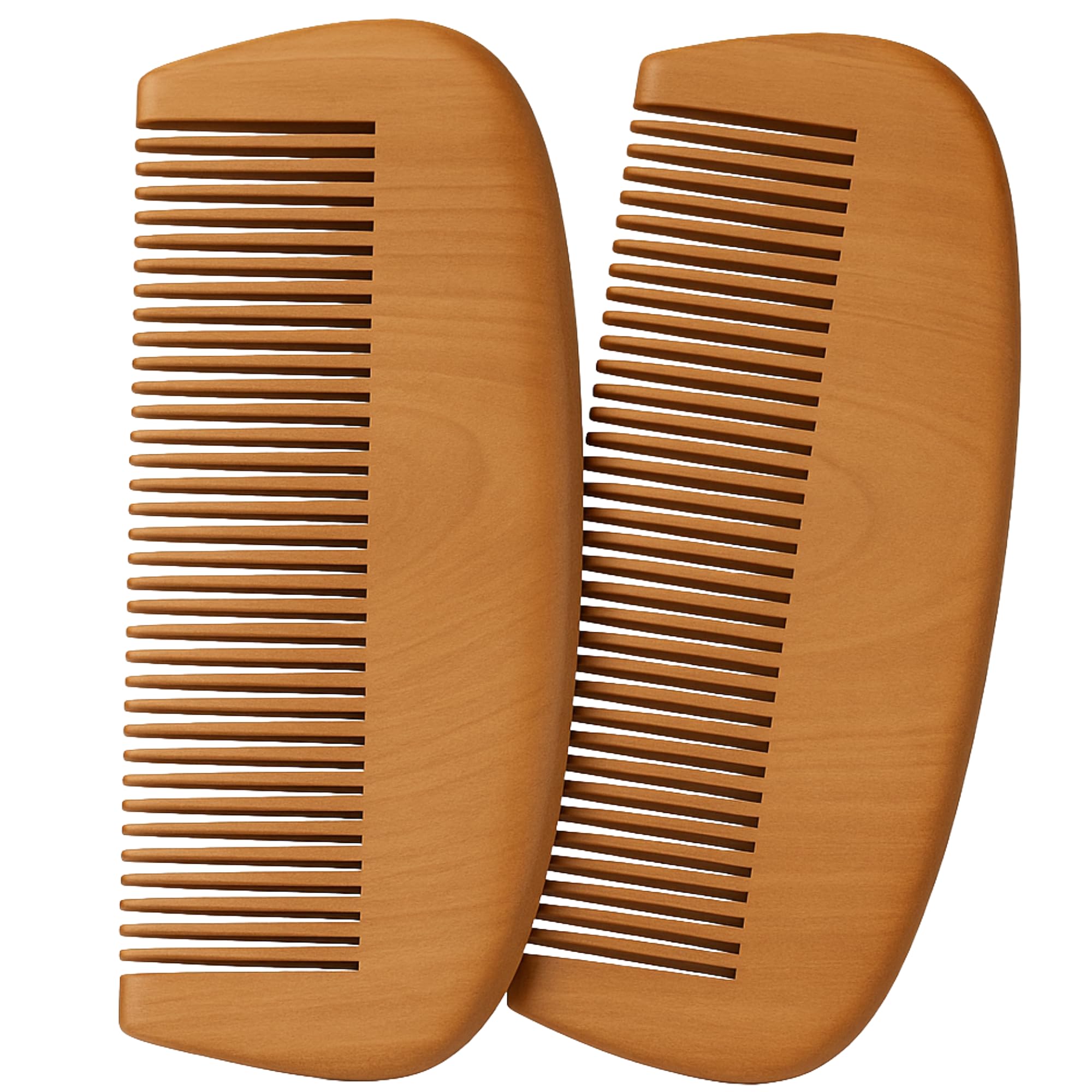 Beard Comb for Men - 2-pack - Natural Wood Wide Tooth Pocket Comb - Anti-Static, Durable & Portable Beard, Mustache & Hair Grooming Tool - Perfect for Detangling, Styling, Shaping- Premium Quality