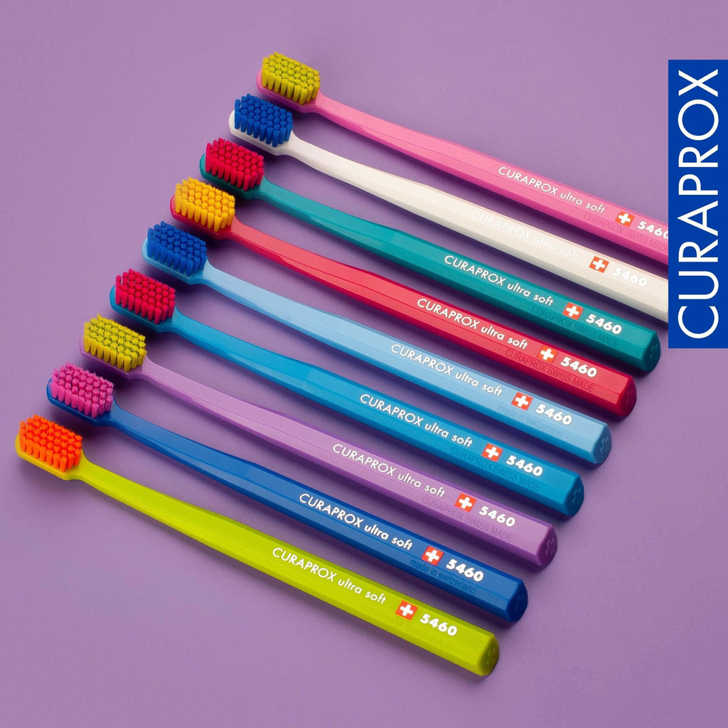 Curaprox CS 5460 Ultra-Soft Toothbrush – Adult Tooth and Gum Care | Super Soft Curen® Bristles for Gentle Cleaning | Blue-Pink, Single Pack
