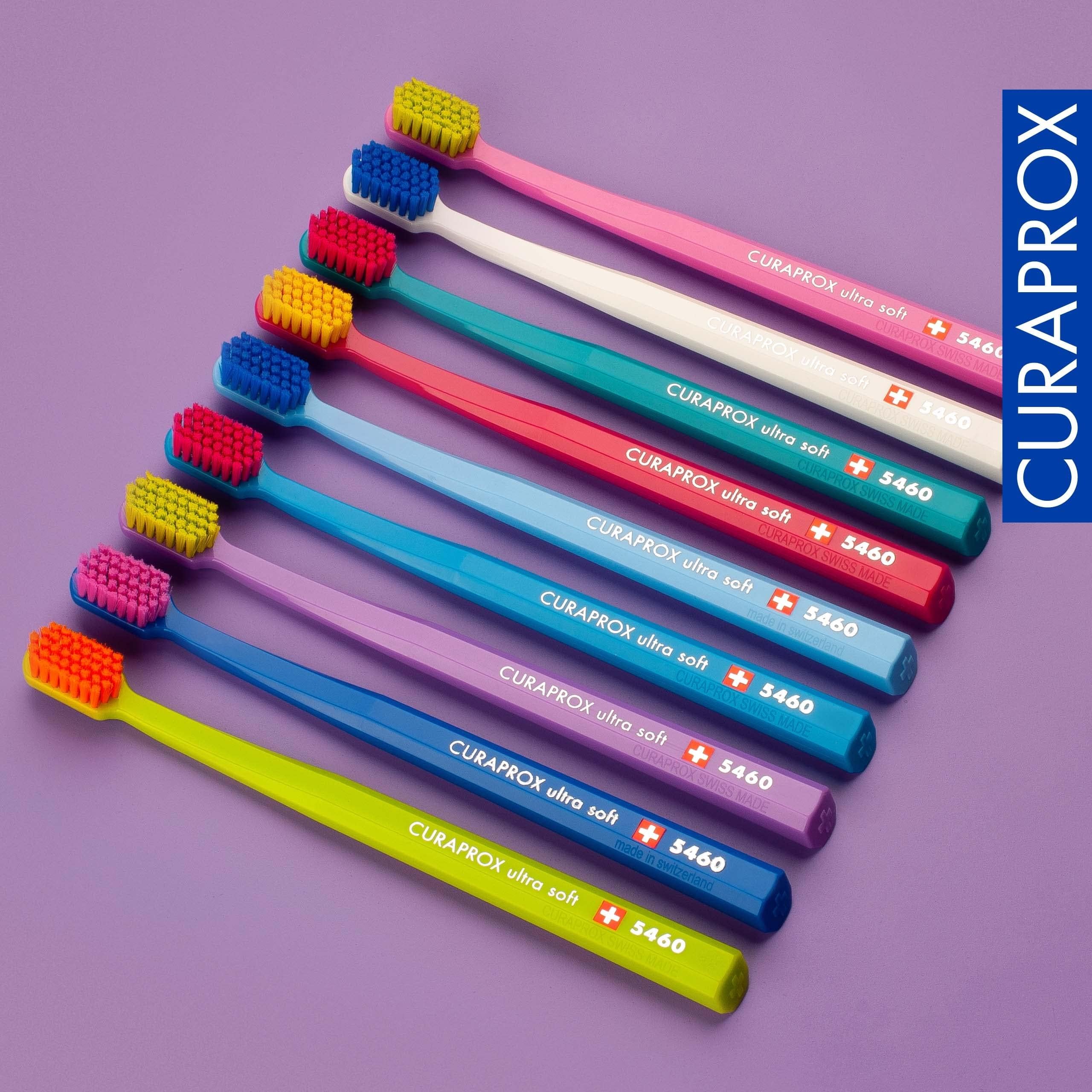 Curaprox CS 5460 Ultra-Soft Toothbrush – Adult Tooth and Gum Care | Super Soft Curen® Bristles for Gentle Cleaning | Blue-Pink, Single Pack