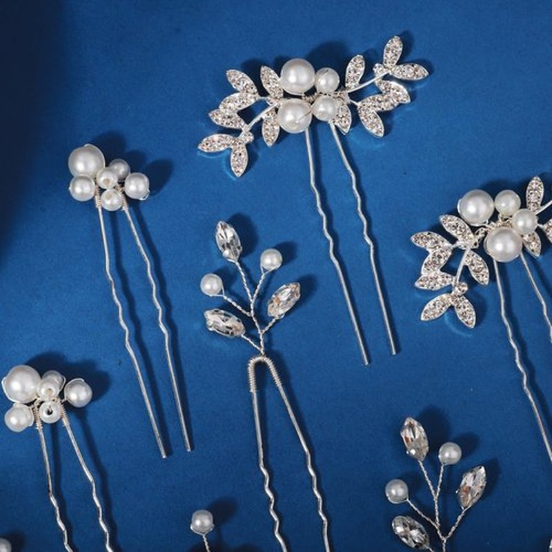 12 Pieces Bride Hair Pins Rhinestone Bridal Hairpiece for Women Crystal Wedding Hair Accessories for Bridesmaids