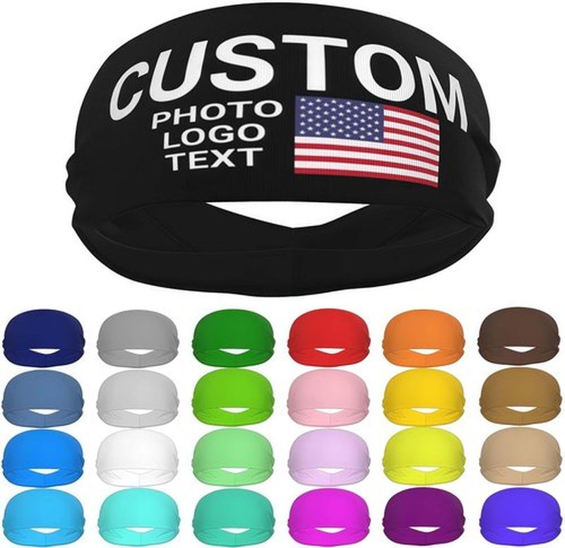 Skiennix Custom Sports Headband - Moisture-Wicking, Breathable Sweatband | Personalized Photo/Logo/Text