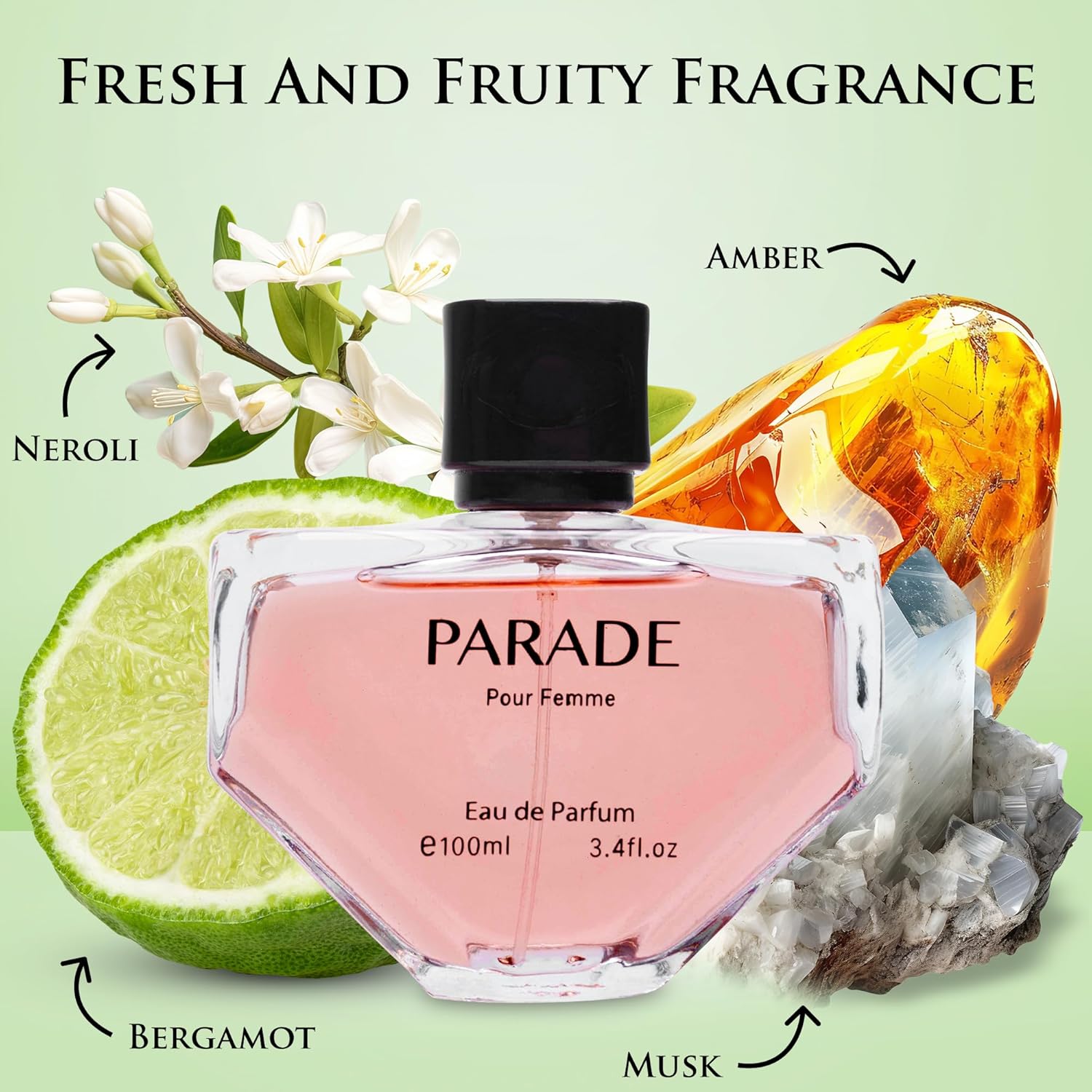 URBAN COLLECTION Women's Eau De Parfum - Vegan & Cruelty-Free Amber Floral Scent - 100ml Elegant Bottle