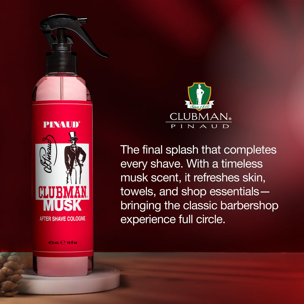 Clubman Musk After Shave Cologne Spray - Classic Fragrance Aftershave for Men, 16 fl oz