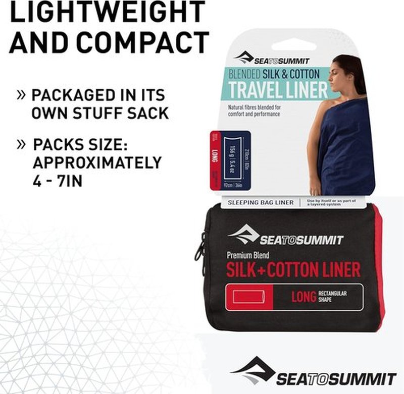 Sea to Summit Silk-Cotton Blend Sleeping Bag Liner - Lightweight Travel Essential