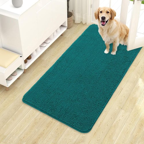 OLANLY Dog Door Mat - Absorbent Non-Slip Washable Doormat for Muddy Paws | 40x24, Lake Blue